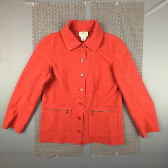 Talbots Alpaca Wool Blend Red Jacket Zip Pockets Medium Made in Peru - Picture 1 of 6